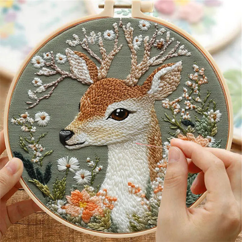Animal Landscape Stitching Sewing Kit Included Hand Embroidery Kit for Adults Embroidery Kit Accessories & Hoop Gift
