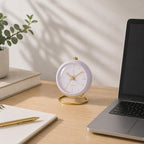 ® Battery Operated Desk Alarm Clocks with Light,Retro Silent No Ticking Analog Small Clock,Loud Table Clock for Bedside/Bedroom/Kitchen/Office/Travel/Kids/Room Decor Aesthetic Vintage(White)