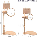 Beech Wood Adjustable Rotated Embroidery Hoop Stand with 2 Pcs Hoops 4'' 6'', Wooden Embroidery Stand Hands-Free Cross Stitch Hoop Holder for Sewing Needlework Embroidery Project (A)