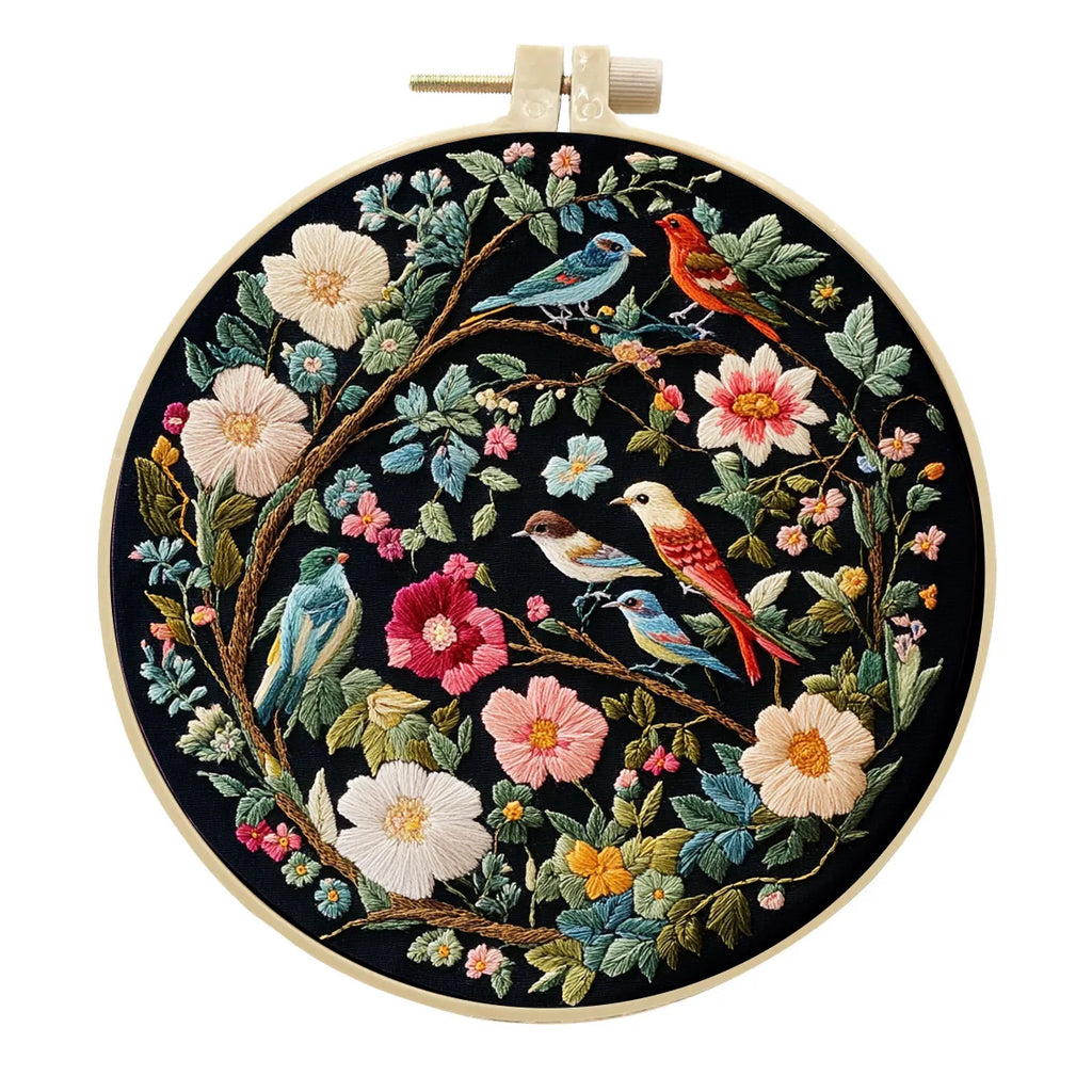 Embroidery Kit for Beginners Flower Bird Embroidery Starter Kit Stitches Practice Kit Stamped Cross Stitch Sets with Tools