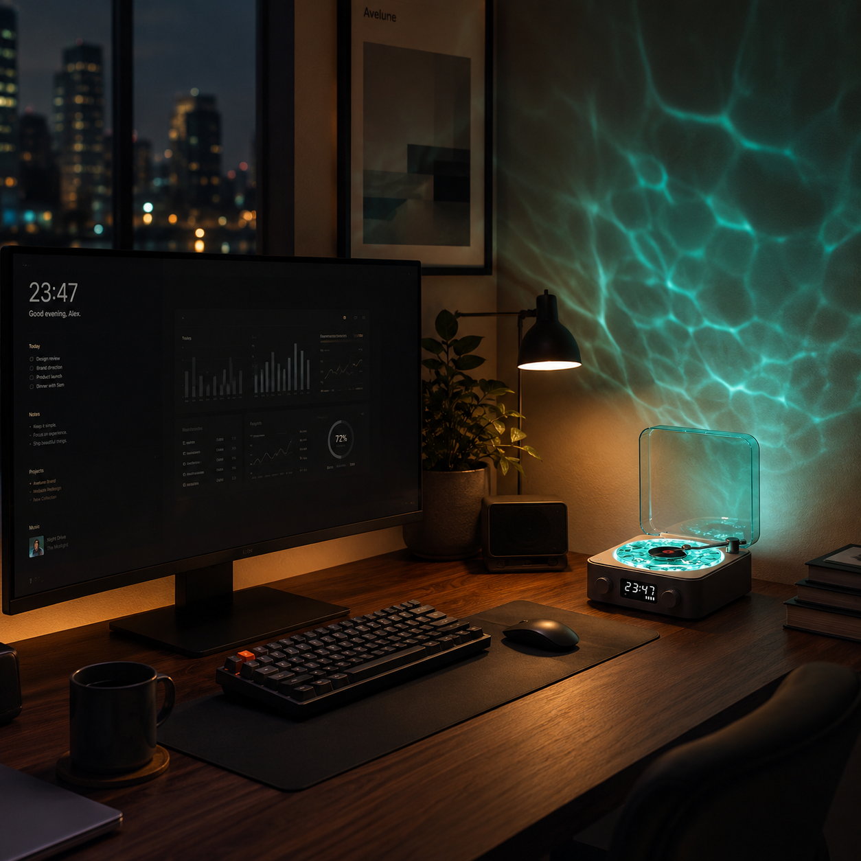 AVELUNE™ Retro Vinyl Bluetooth Speaker with Ambient Light & White Noise