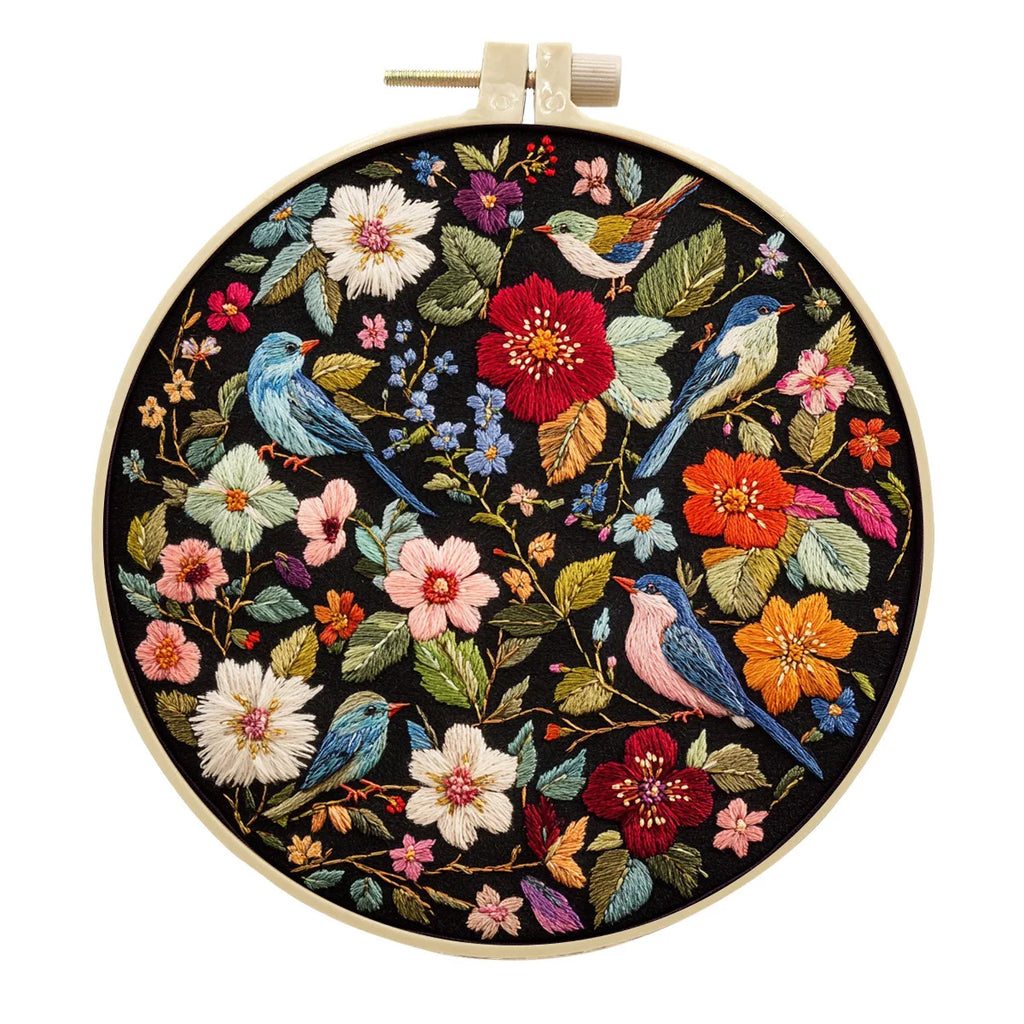 Embroidery Kit for Beginners Flower Bird Embroidery Starter Kit Stitches Practice Kit Stamped Cross Stitch Sets with Tools