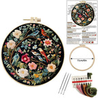 Embroidery Kit for Beginners Flower Bird Embroidery Starter Kit Stitches Practice Kit Stamped Cross Stitch Sets with Tools