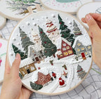 Embroidery Kits for Adults Beginner DIY Cross Stitch Stamped Christmas Tree Pattern Stitching Sewing Kit 1 Piece 7.8 X 7.8 Inch