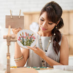 Beech Wood Adjustable Rotated Embroidery Hoop Stand with 2 Pcs Hoops 4'' 6'', Wooden Embroidery Stand Hands-Free Cross Stitch Hoop Holder for Sewing Needlework Embroidery Project (A)
