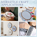 6 Set Embroidery Kit with 9.3 X 6.8 Inch Oval Embroidery Hoop Frame and 11.8 Inch Pre-Cut Cloth Fabric Squares Imitated Wood Cross Stitch Hoop for Craft Sewing Hanging Ornament