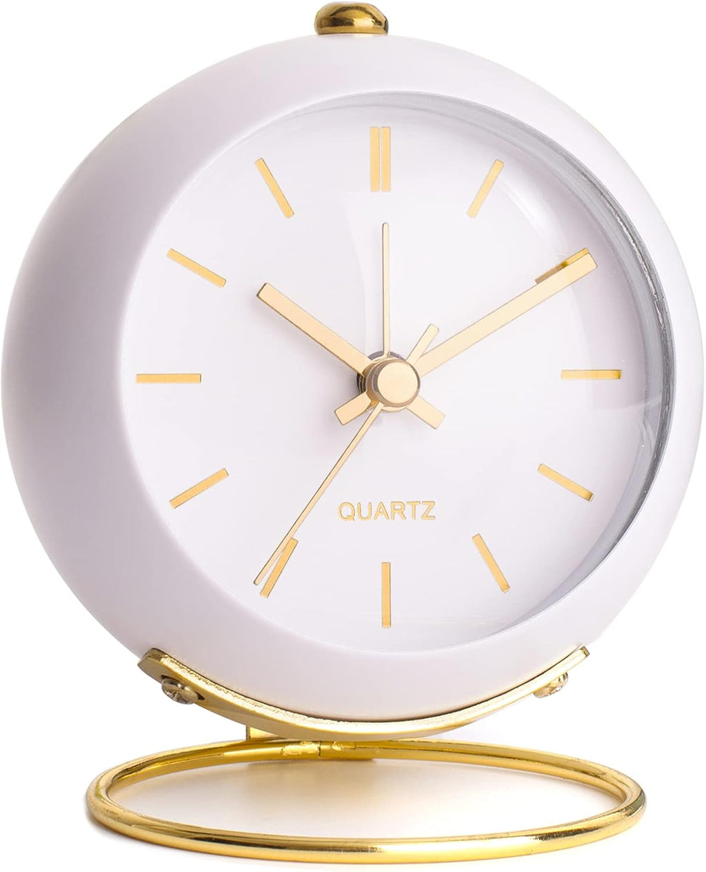 ® Battery Operated Desk Alarm Clocks with Light,Retro Silent No Ticking Analog Small Clock,Loud Table Clock for Bedside/Bedroom/Kitchen/Office/Travel/Kids/Room Decor Aesthetic Vintage(White)