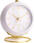 ® Battery Operated Desk Alarm Clocks with Light,Retro Silent No Ticking Analog Small Clock,Loud Table Clock for Bedside/Bedroom/Kitchen/Office/Travel/Kids/Room Decor Aesthetic Vintage(White)