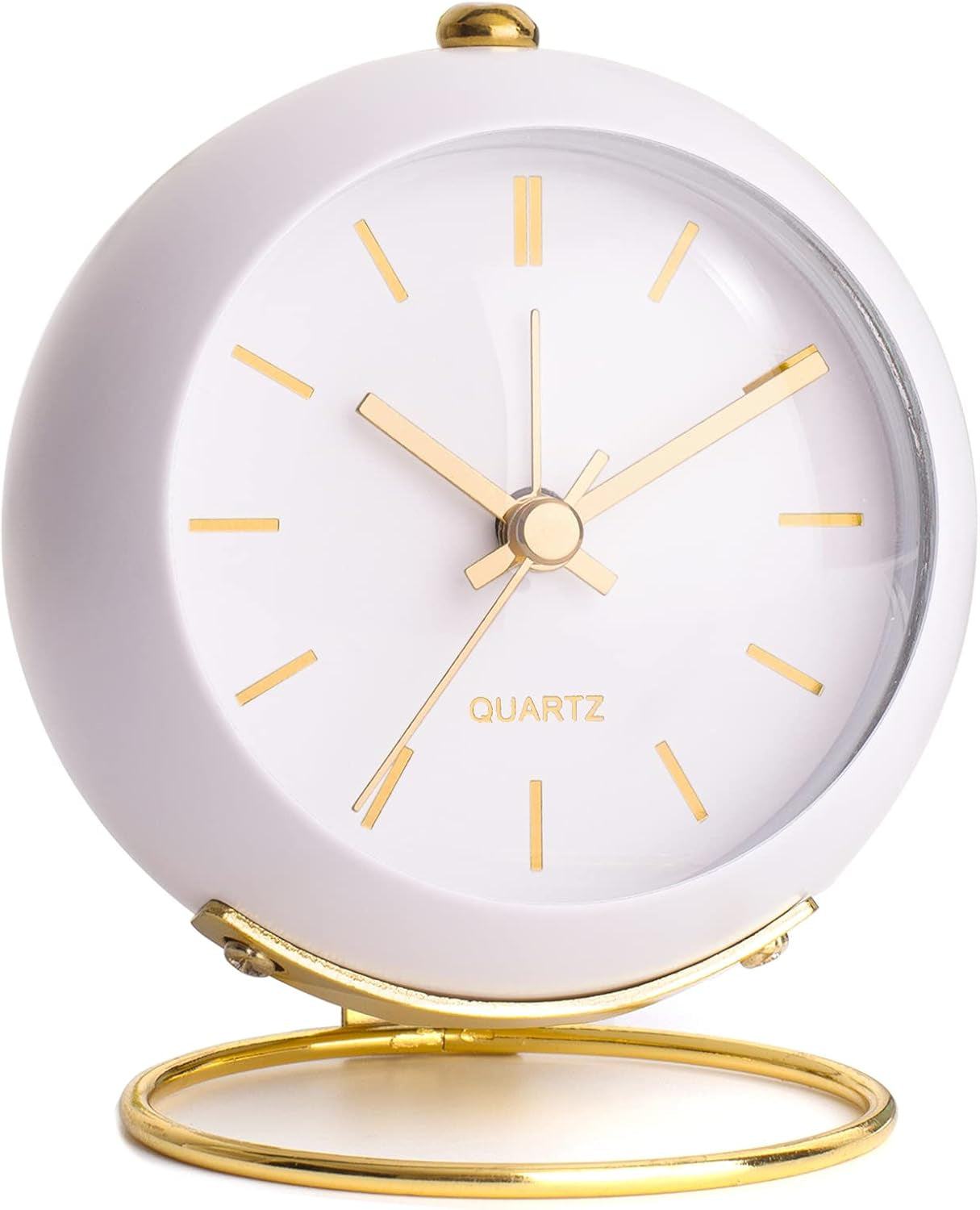 ® Battery Operated Desk Alarm Clocks with Light,Retro Silent No Ticking Analog Small Clock,Loud Table Clock for Bedside/Bedroom/Kitchen/Office/Travel/Kids/Room Decor Aesthetic Vintage(White)
